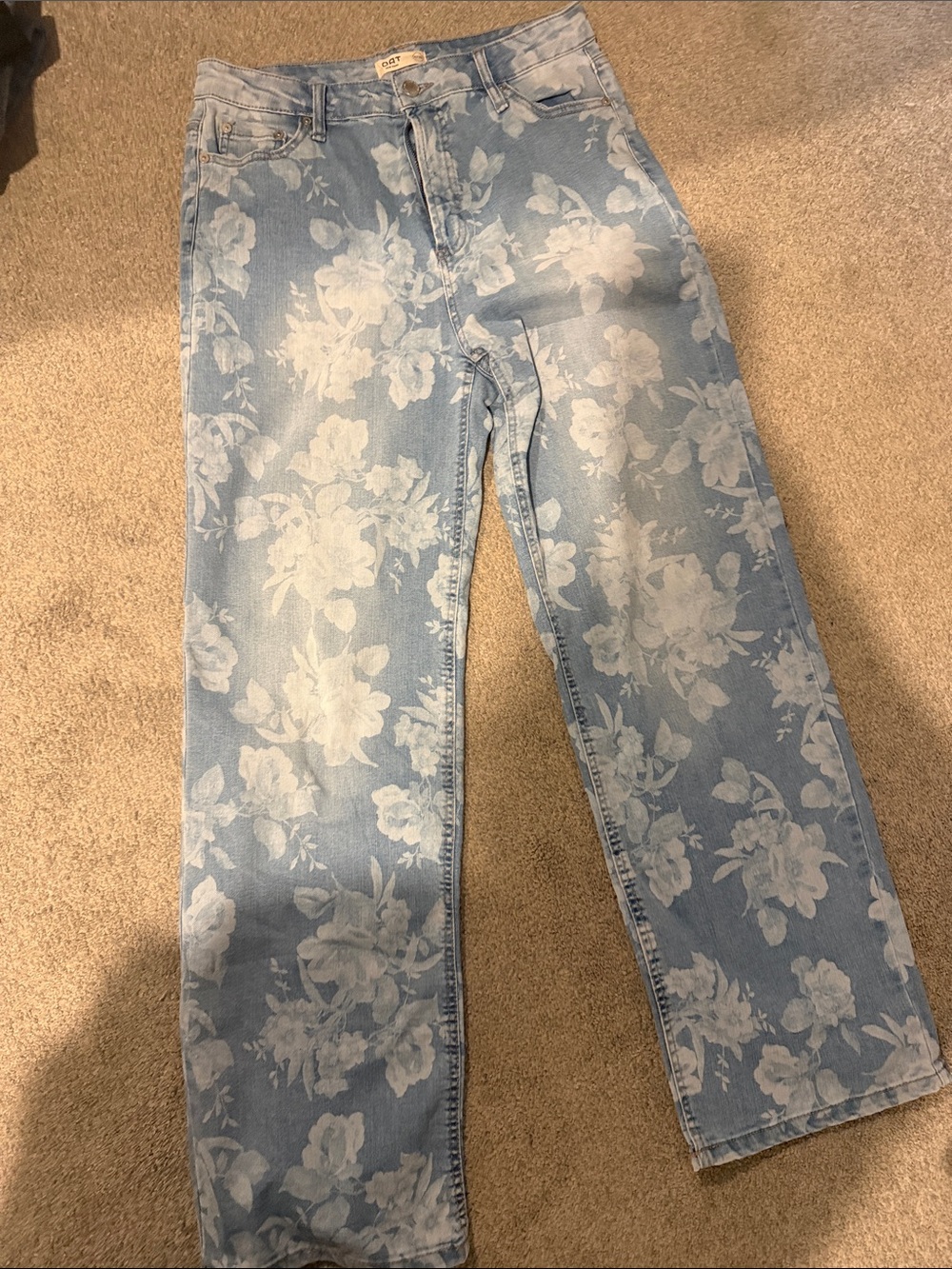 Oat New York Light Blue Floral Straight-Leg Jeans